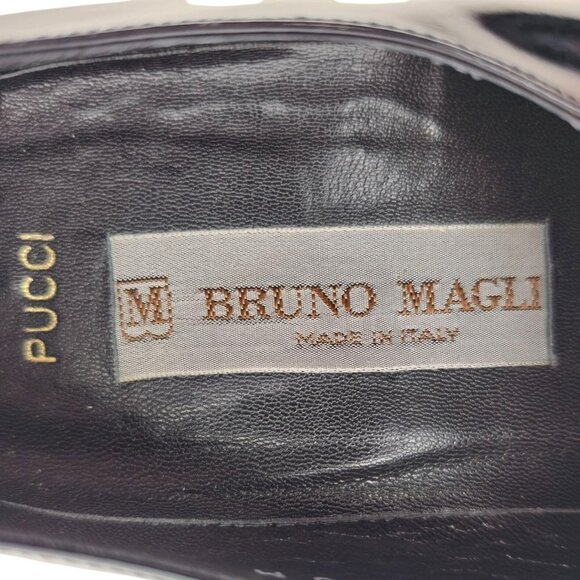 Bruno Magli Formal Opera Dress Shoes Men 7 Black Leather Tuxedo Bow Loafer Italy - Picture 8 of 12